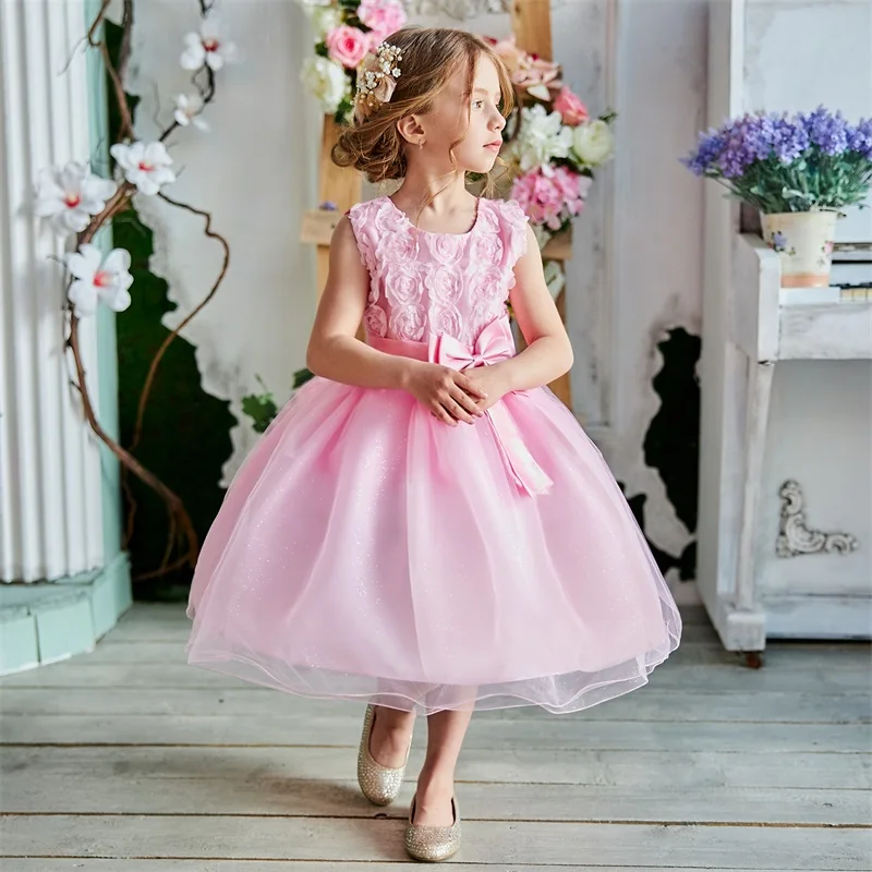 Flower Girl Dress Summer Tutu Wedding Birthday Party Kids Dresses For Girls Children's Clothing Teenage 8 10 12 Years Gown | Детская