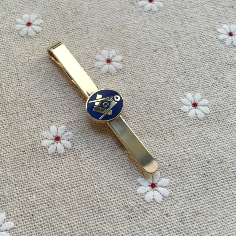 Freemason tie bar metal craft gifts for free masonry stickpin clasps square and compass G masonic tie clips blue enamel