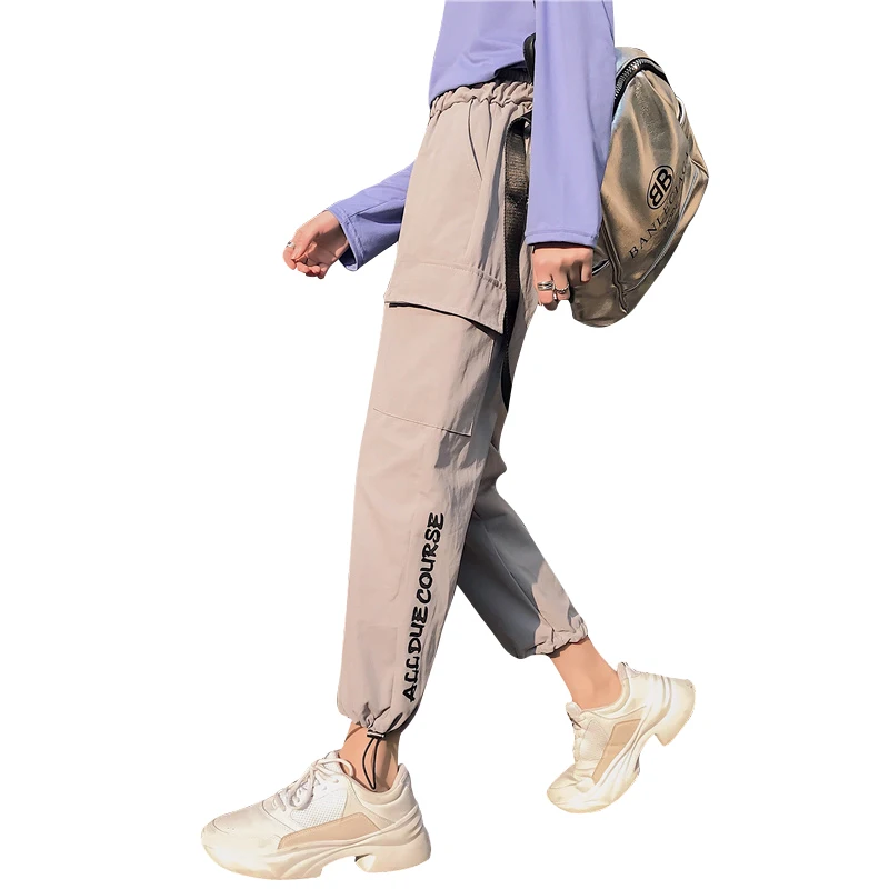 baggy pants women summer 2019 fashionable harem streetwear sweatpants trousers packet letter black lady punk tumblr pantalones | Женская