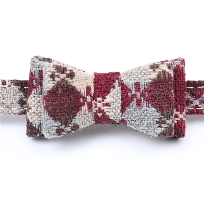 plaid 03 Плед/Полосатый Домашние животные собака воротники искусственная кожа бантом щенок кошки Цепочки и ожерелья Регулируемый бульдог Чихуахуа галстук-бабочка маленьких собак ошейники - Цвет: plaid 03