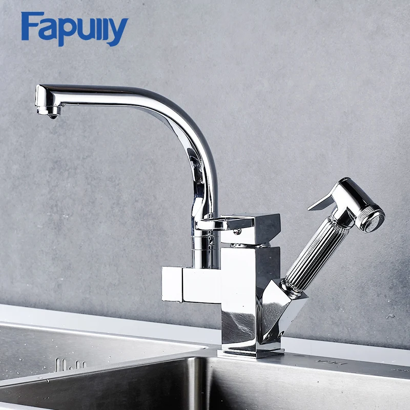 Fapully два кухонносик смеситель для раковины хромированная отделка Однорычажный