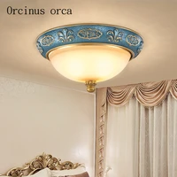 mediterranean blue simple ceiling lamp bedroom european modern creative circular resin led ceiling lamp free shipping