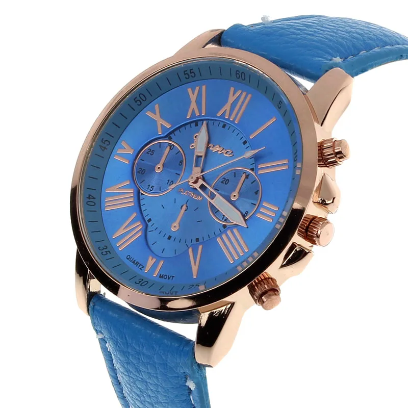 Reloj Mujer модные Geneva с римскими цифрами искусственная кожа аналоговые кварцевые женские наручные часы Saat женские часы Лидирующий бренд класса люкс