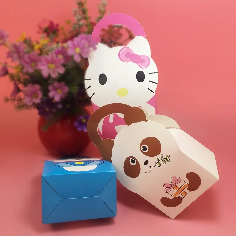 Милый мультфильм животных конфеты коробка подарок на вечеринку в честь рождения ребенка коробка дети день рождения украшения Подарочная коробка торт-закуска печенье бумажный пакет для конфет