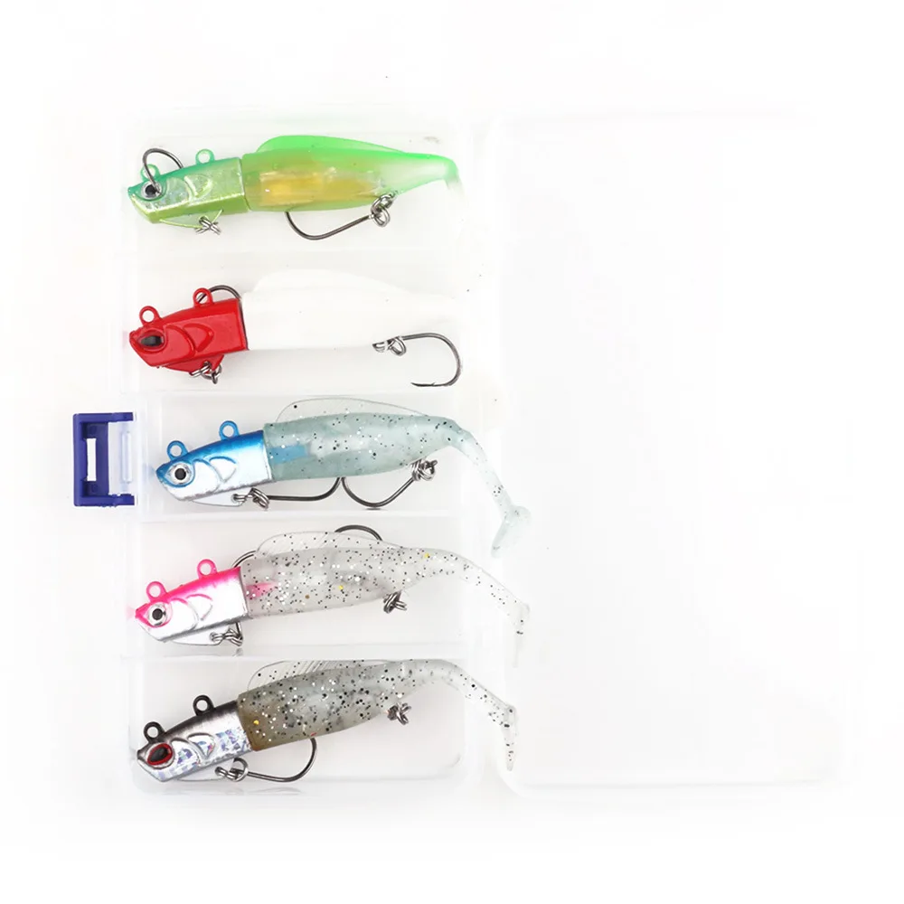 

5Pcs/Box Winter Lead Jig Head Soft Baits Fish Isca Silicone Shad Artificial Fishing Lure Shad Plastic Lure