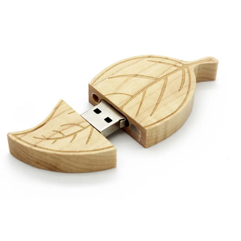 Usb флеш накопитель в форме деревянного листа с изображением золотого дерева