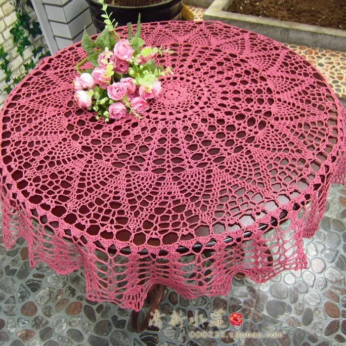 2014 Бесплатная доставка ZKKA вязаная крючком полоска круглая скатерть для стола