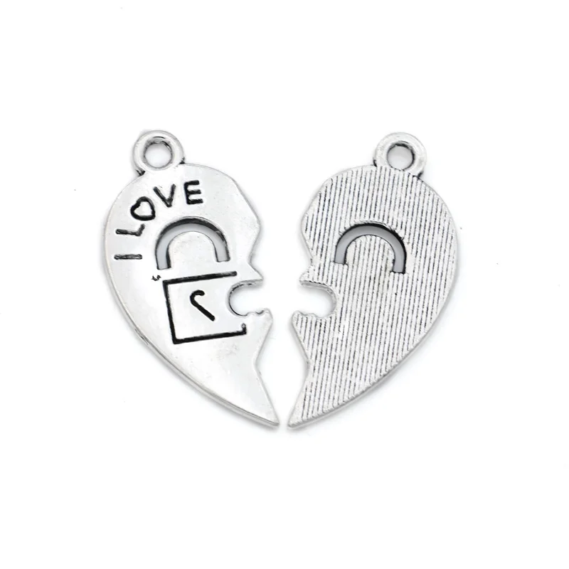 Тибетская Посеребренная Подвеска Я люблю тебя 30 мм|charm pendant|tibetan silver platedlock charm |