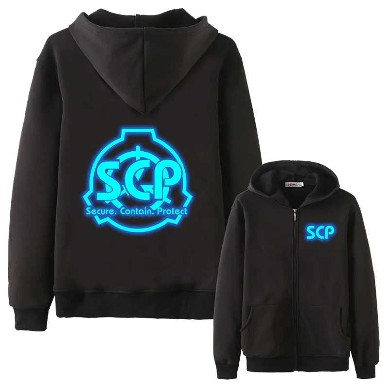 High-Q аниме SCP Foundation светящаяся толстовка с капюшоном кардиган специальные процедуры удержания фосфоресцирующий SCP Толстовка Куртка пальто - Цвет: D