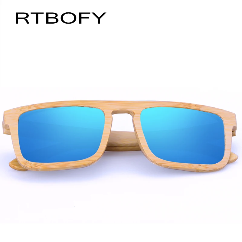 RTBOFY деревянные солнцезащитные очки для женщин Бамбуковая оправа с