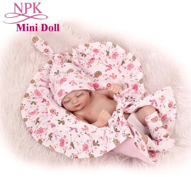 Мягкие силиконовые куклы 27 см NPK Mini Bebes Reborn живые для маленьких девочек/мальчиков