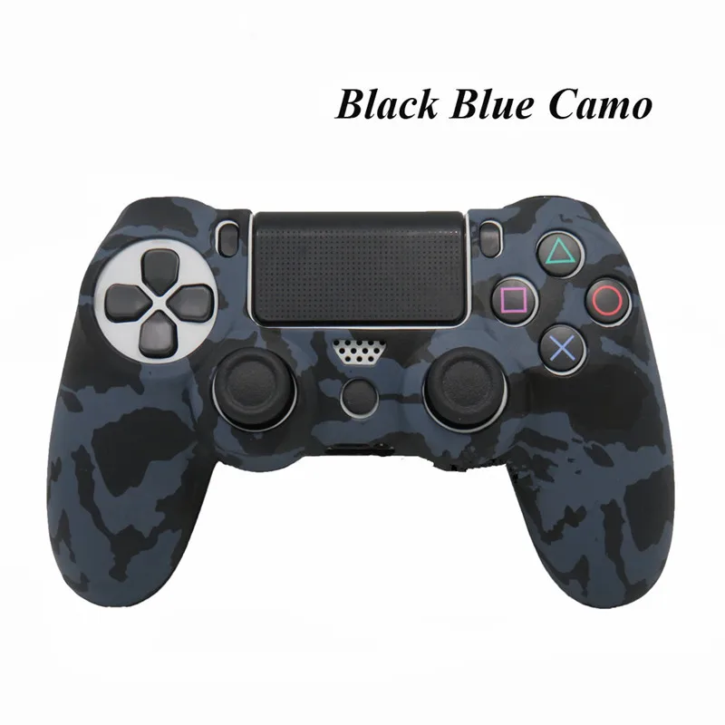 Black Blue Camo 15 цветов силиконовый Камуфляжный защитный чехол для sony Dualshock 4 PS4 DS4 Pro тонкий контроллер накладки на джойстик шапки аксессуар - Цвет: Black Blue Camo