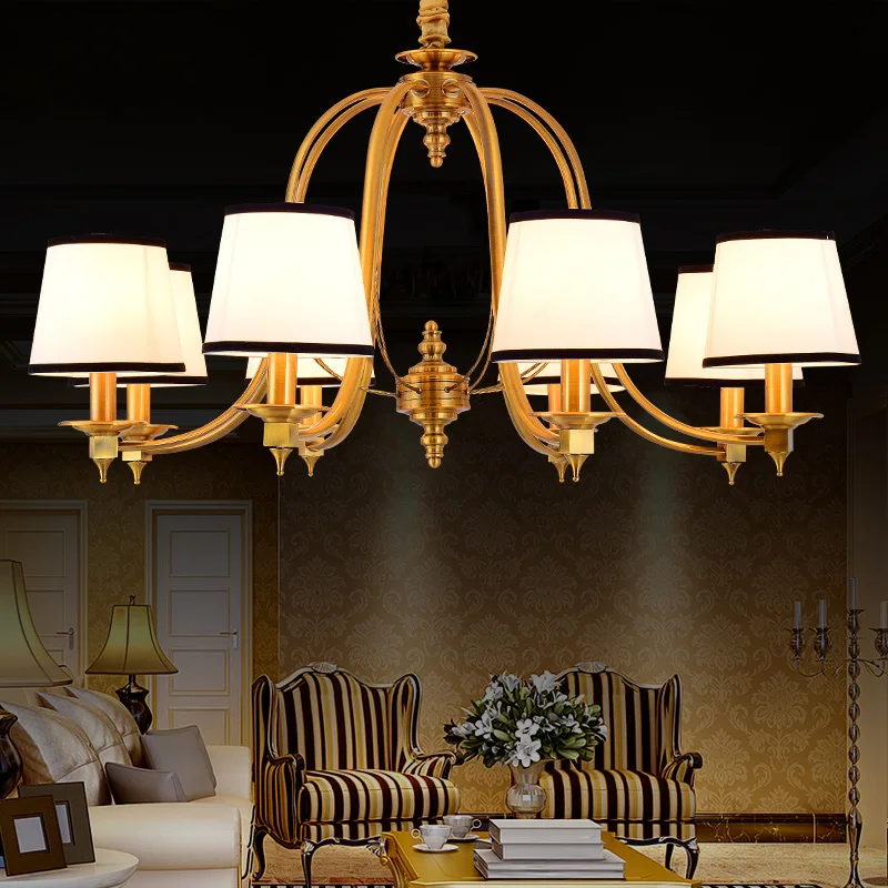 Роскошные 3/6/8 лампы винтажная ретро люстра светильник тканевый абажур подвесной