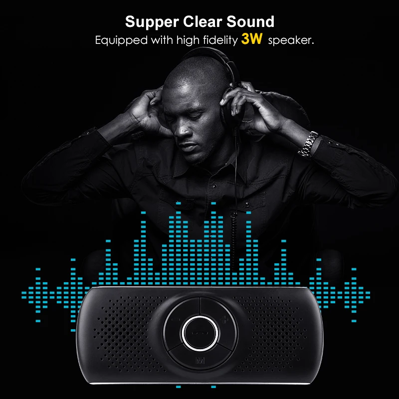 Фото Handfree Bluetooth Car Kit MP3 Player Bluetooth 4.2 EDR SIRI 3W Speaker Car Bluetooth Handsfree Kit Support TF Connect 2 Phones №5