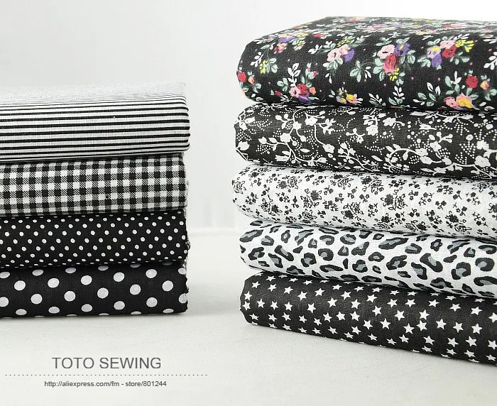 50cmx50cm 9 Designs "Black Set" Fat Quarters Bundle Cotton Fabric for Sewing Tolda Scrapbooking Quilting Patchwork Doll W3B5-6