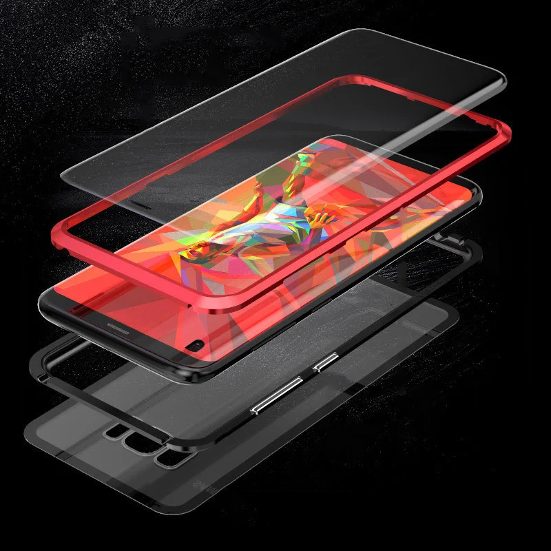 Чехол из закаленного стекла + экранная пленка для Samsung Galaxy S8 Plus S9 магнитная