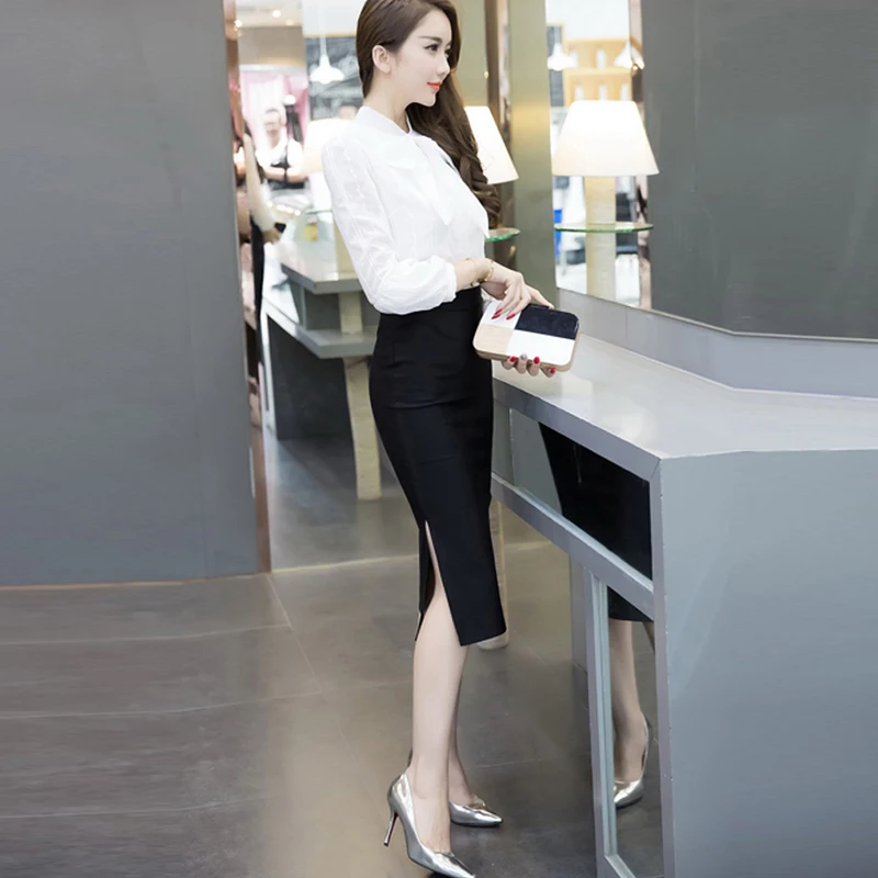 Плюс Размеры S-5XL Юбки-карандаши Для женщин Высокая Талия Stretch Slim офисные элегантные юбки Женский разрез Bodycon Повседневное Миди-юбки