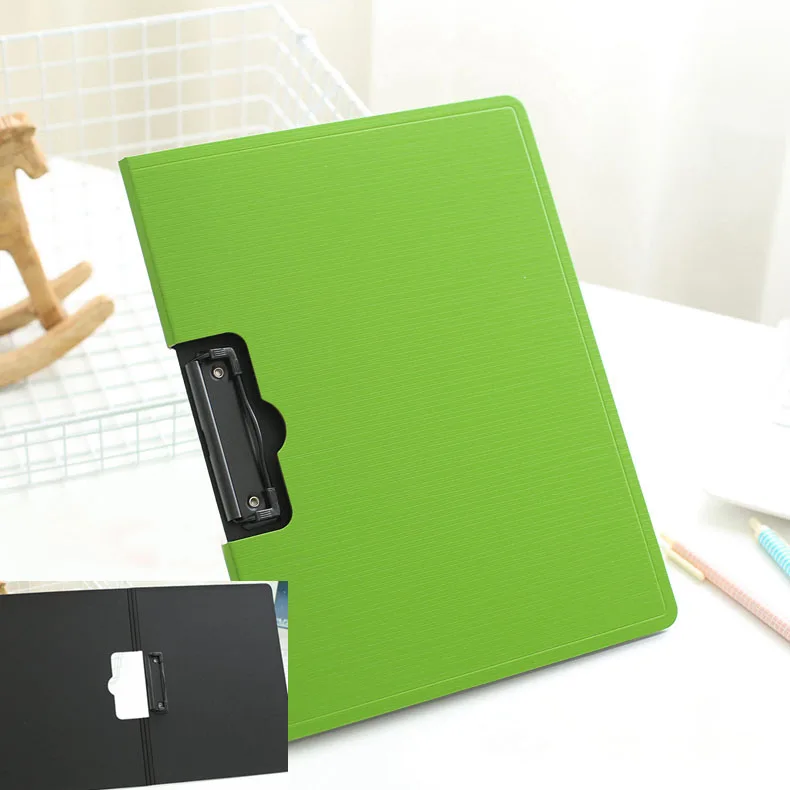 3 green Утолщенная пластиковая папка для файлов с зажимом формата А4/письмо, Офисная канцелярская бумага, папка для документов, презентаций, Черная - Цвет: 3 green