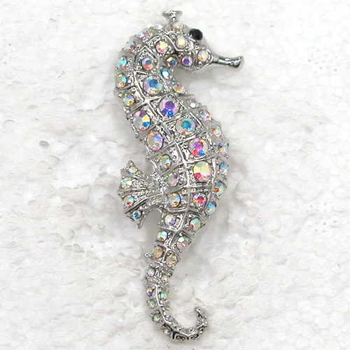

Clear AB Rhinestone Seahorse Pin brooches C163 F