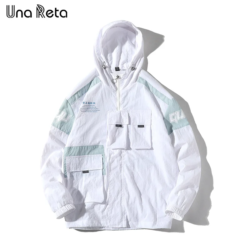 Light green Una Reta Мужская куртка, новая куртка, спортивный костюм, повседневный принт, мужская толстовка с капюшоном, пальто в стиле хип-хоп, свободные, с несколькими карманами, дизайнерские куртки, уличная одежда - Цвет: Light green