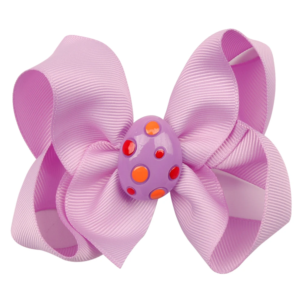 

4.5" Easter Day Hair Bows Cute Resin Patch For Girls Solid Ribbon Easter Eggs Bowknot Hair Clip Kids Hairgrips Hair Accessories