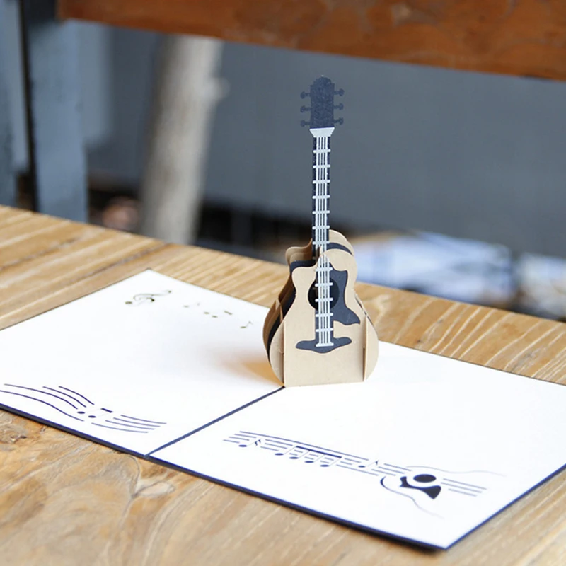 3D выдвижная музыкальная гитара поздравительная открытка Рождество День Святого
