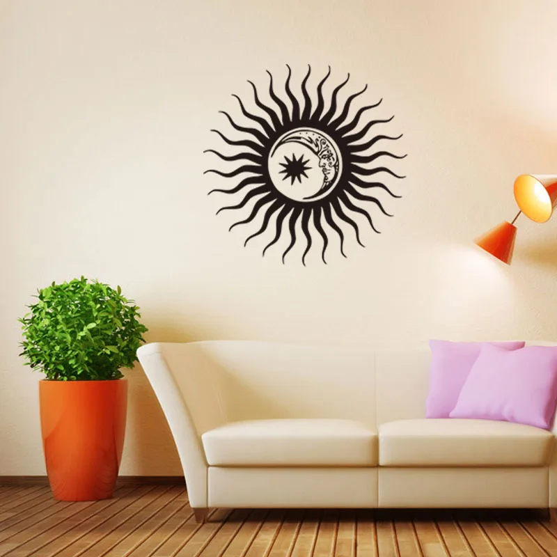 European style creative bar Moon star sun sticker New design black wall home decoration | Дом и сад