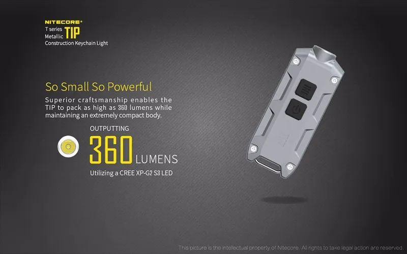 Заводская цена Nitecore наконечник металлический конструкция USB Перезаряжаемый брелок свет с 360 люмен