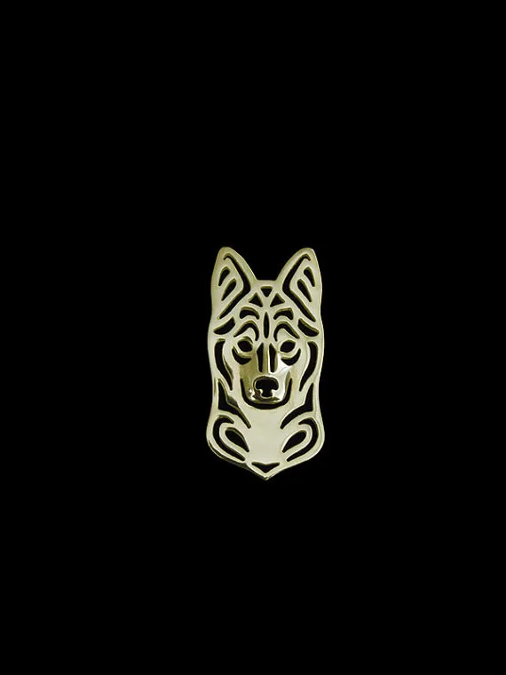 Классическая Брошь Klee Kai в виде животного из Аляски золотистая/Серебристая