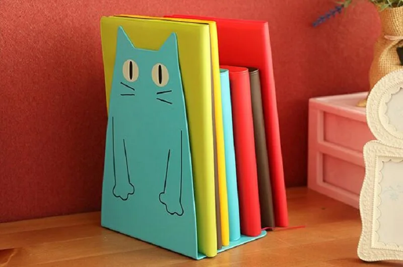 HKYSHP 2 шт./пара счастливый защитный уголок для книг Стенд Творческий Кот из мультфильма книжные полки кролик подарок школьные офисные принадлежности