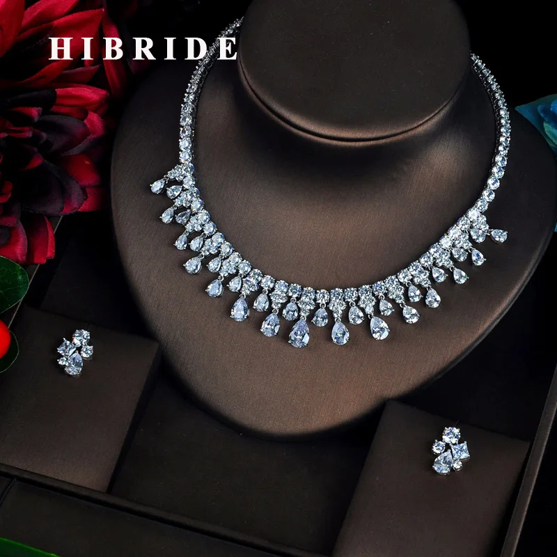 HIBRIDE роскошные сверкающие кубические циркониевые Капли Воды Кулон Ювелирные