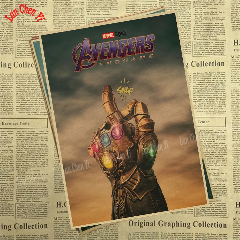 Цвет: желтый Крафт-постеры принты Мстители эндшпиль Америка Marvel фильм Искусство настенные картины для гостиной домашний декор - Цвет: Цвет: желтый