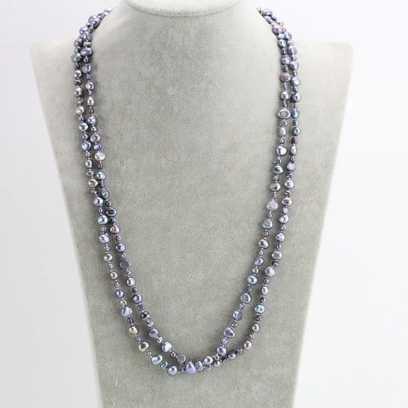 

Ожерелье из пресноводного жемчуга длиной 100 см, ювелирные изделия из барочного жемчуга 4-7 мм, очаровательные женские бриллиантовые украшения