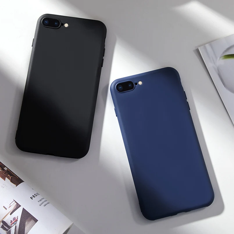 Luxury For iPhone 7 Plus Case Soft Silicone Plain Back Cover 8 6 6s X XS Max XR Conque Shockproof |