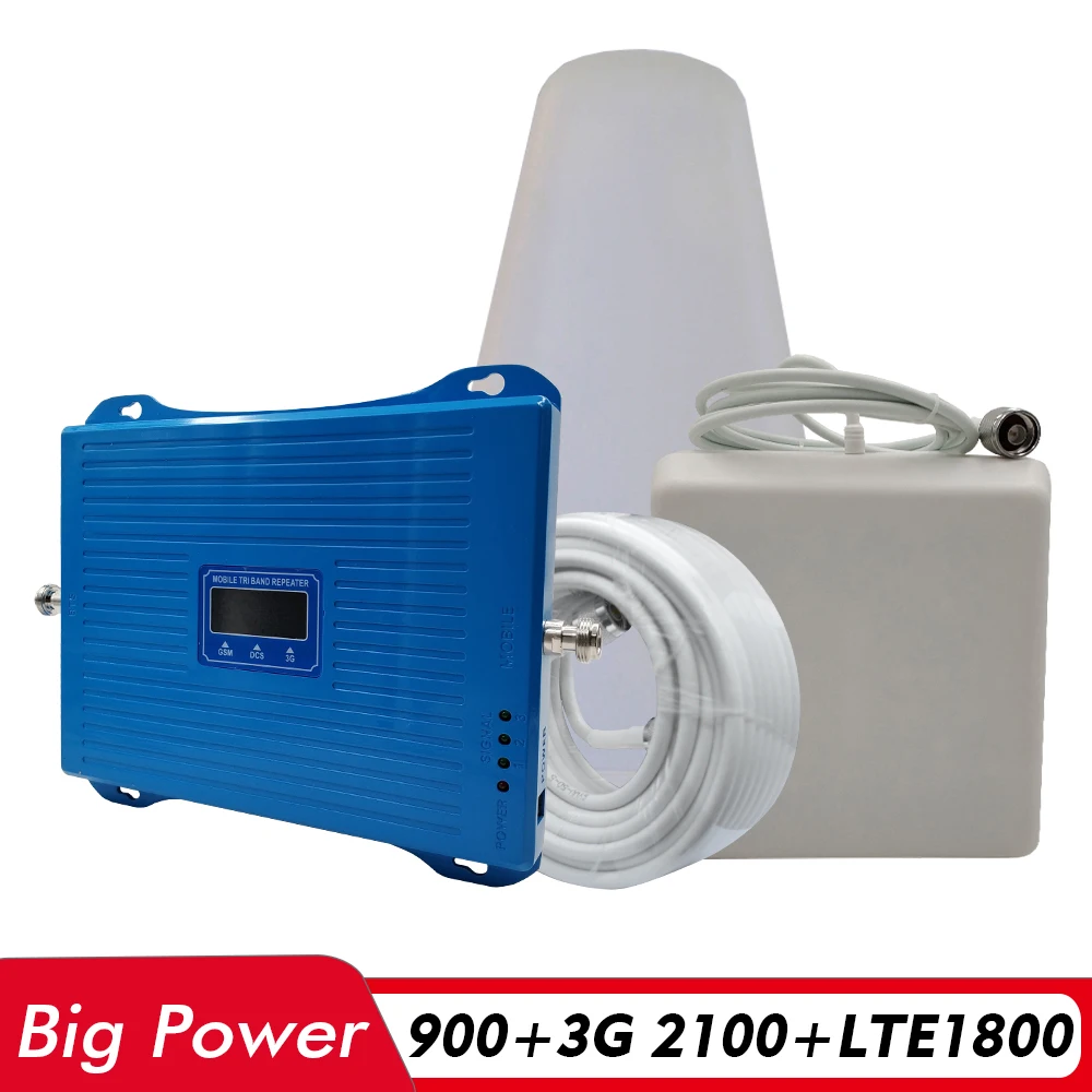 Мощный 2G 3g 4G трехдиапазонный усилитель сигнала GSM 900 + DCS/LTE 1800 UMTS WCDMA 2100 МГц