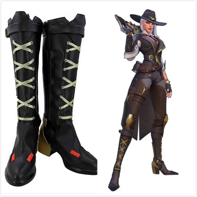 Женские туфли для косплея OW Ashe черные высокие ботинки с Элизабет Каледония обувь