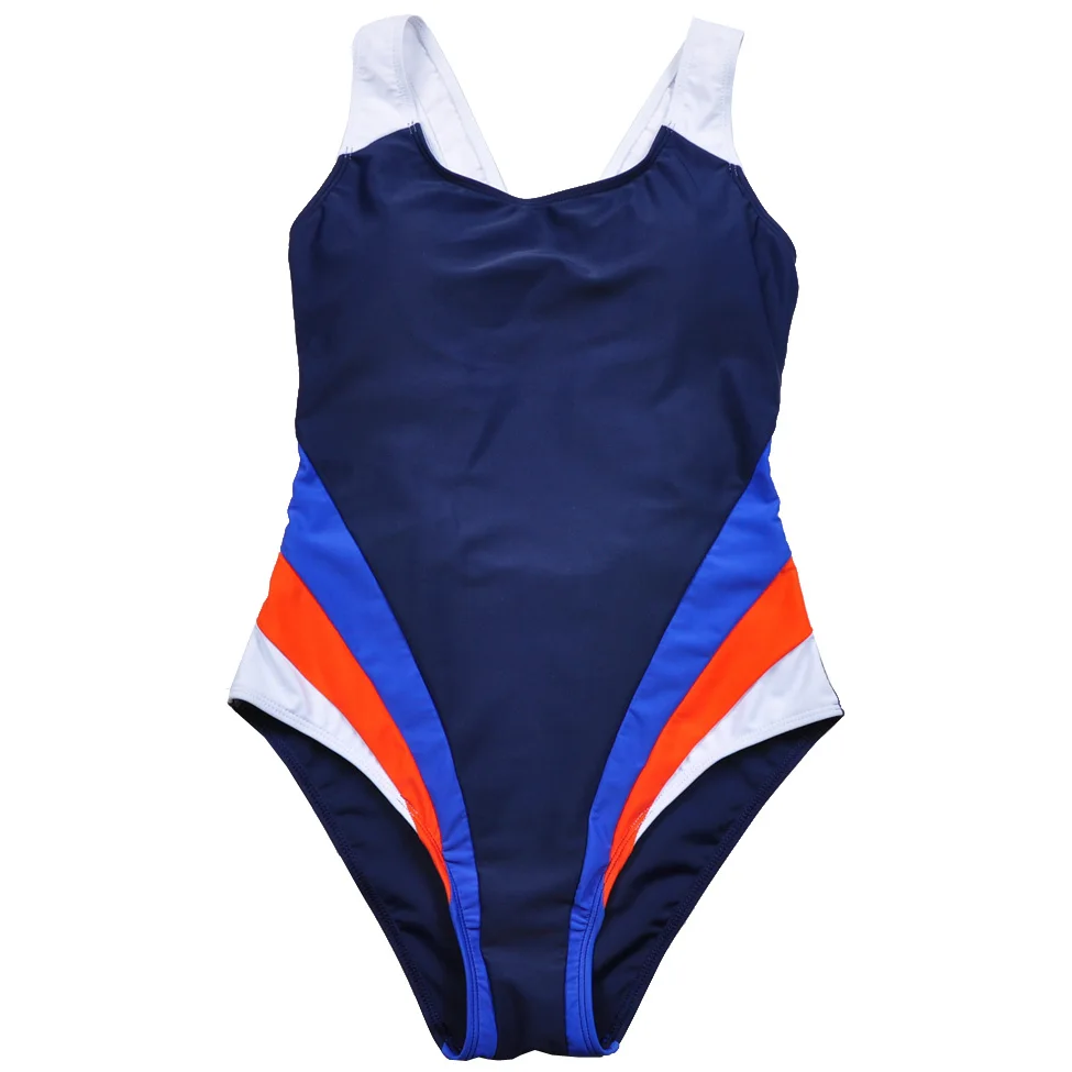 

2019 New Professional Swimwear One-Piece Swimsuit Women Summer Beach Vintage Retro Sports Color bar Bathing Suit Swim Beachwear