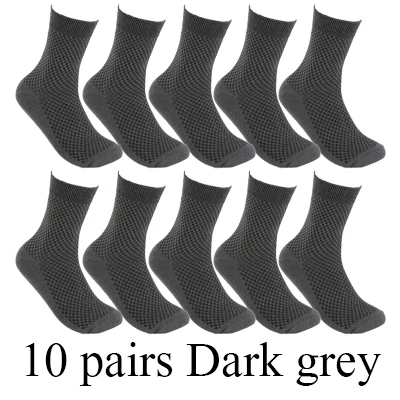 10 pairs Dark grey 10 пар/лот, высококачественные мужские носки из бамбукового волокна, носки для счастливого человека, мужские зимние теплые длинные носки, черные чулки в подарок - Цвет: 10 pairs Dark grey