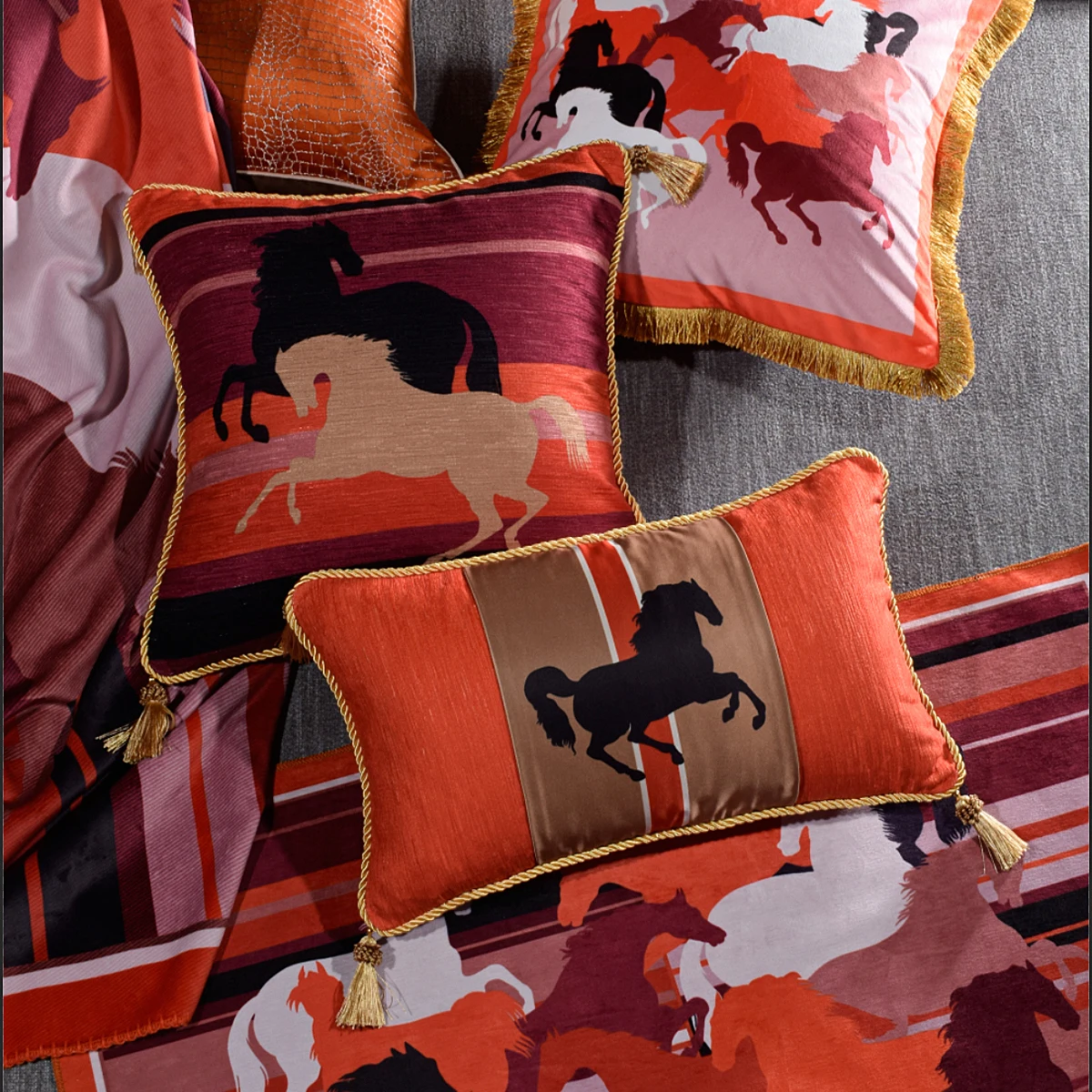 Роскошный чехол для подушки Cojines Decorativos Para Sofa Almofada модный розовый бархатный чехол для подушки с рисунком лошади