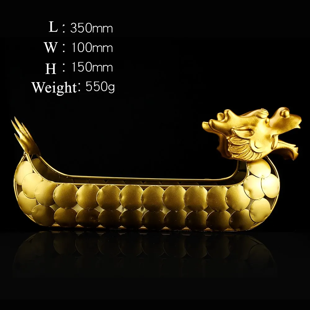 

Creative Golden Dragon Boat Decoration Craft Red Wine Rack Wine Bottle Display Rack Europe Red Wine Drink Bottle Holder Figurine