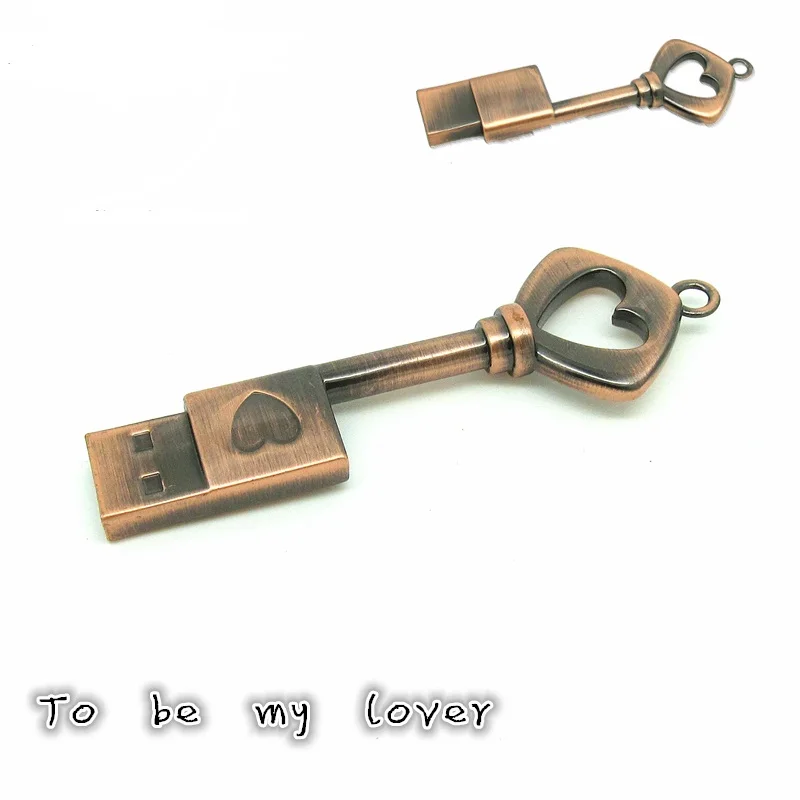 Металлический USB флеш накопитель в форме сердца u диск медный love key 4 ГБ 8 16 32 ручка