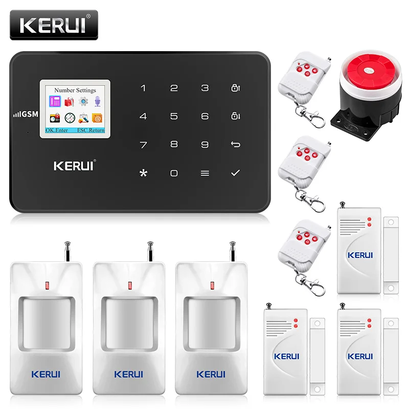 Black Alarm Kit2 KERUI G18 черная панель Беспроводная GSM домашняя система охранной сигнализации датчик охранной сигнализации комплект Android IOS телефон приложение дистанционное управление - Цвет: Black Alarm Kit2