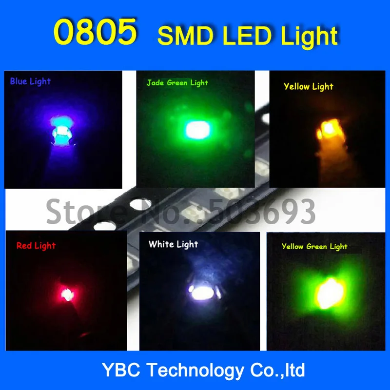 

6valuesx200pcs=120pcs 0805 LED SMD Ultra Bright Red/Green/Blue/White/Yellow LED Diode Light