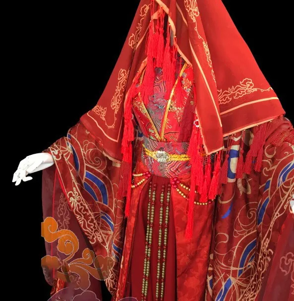Yu Zi Cheng Shuo Miracle Nikki Series Gorgeous Red Wedding Costume Hanfu Cosplay Traditional Chinese Style Costume
