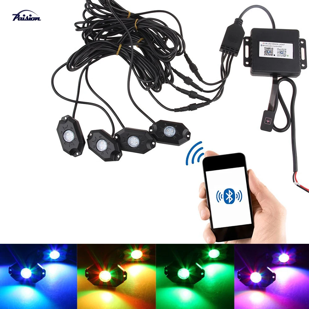 Мульти Цвет RGB светодиодный Рок светильник 4 предмета в комплекте с контроллером