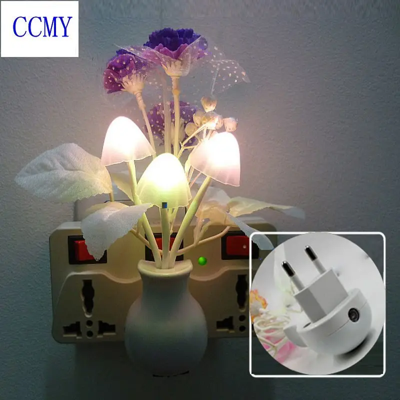 Новинка Детские Ночь Романтический Красочный Сон Датчик Цветочных Растений СВЕТОДИОДНЫЕ Лампы Night Light Гриб