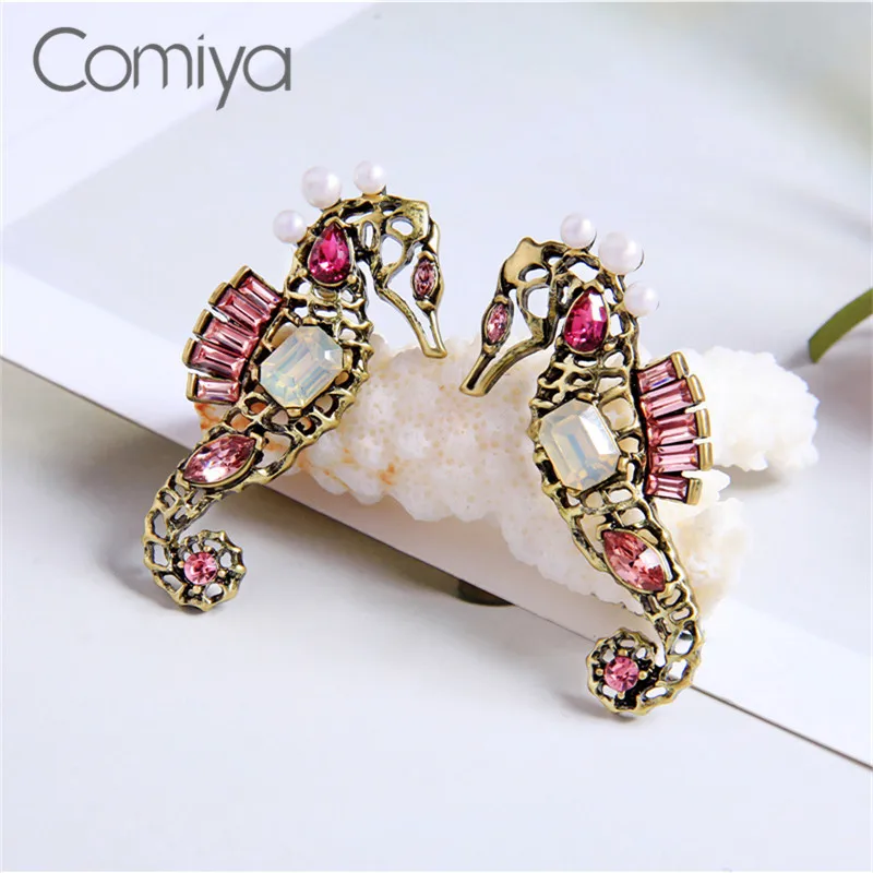 Женские серьги-гвоздики Comiya, цинковый сплав, морская лошадь, животные, амулеты, полимерные серьги, корейская мода, Boucles d'oreuilles Femmes CC