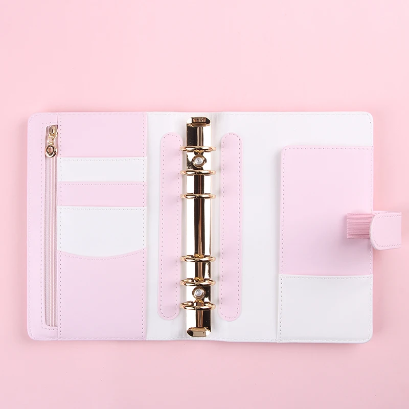 

KKBOOK A7A6A5 girl heart account book notepad macarons loose-leaf handbook gold ring clip large capacity notebook