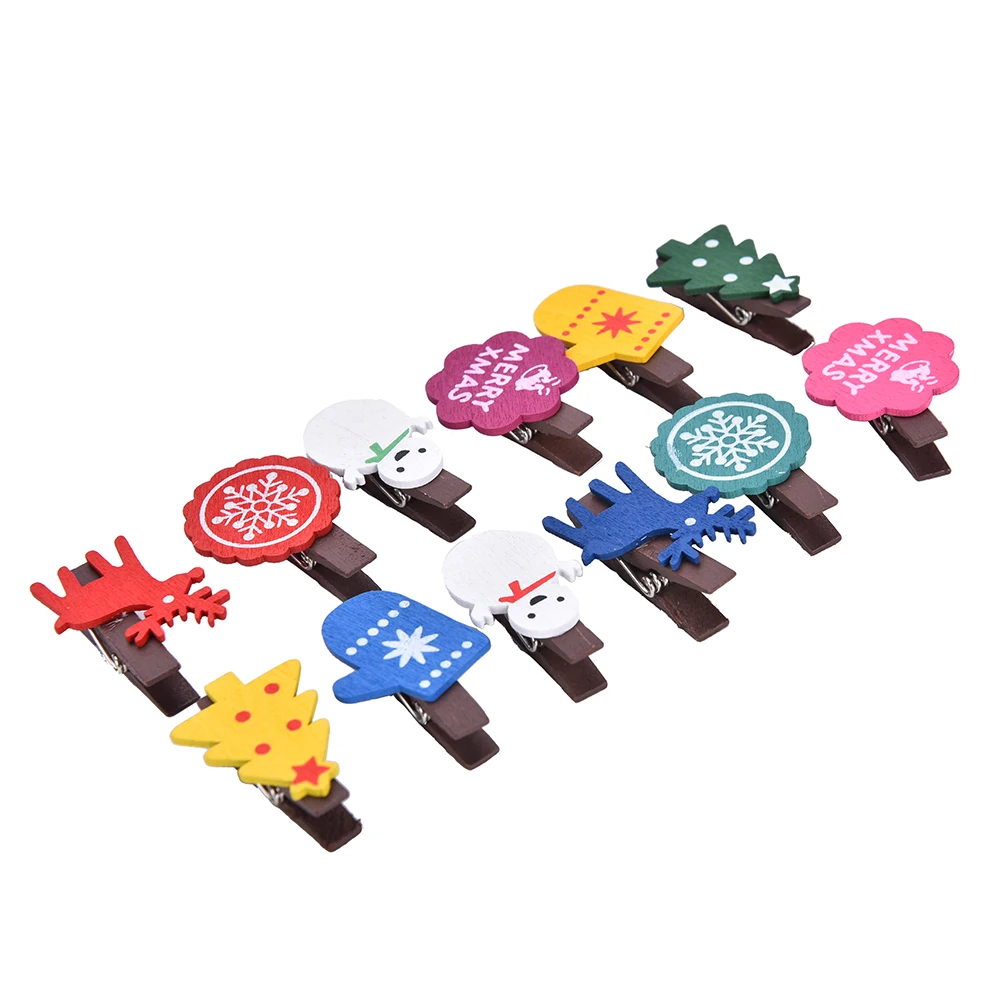 12 шт. зажим для фото + 1 пеньковая веревка Рождественский Декор деревянная