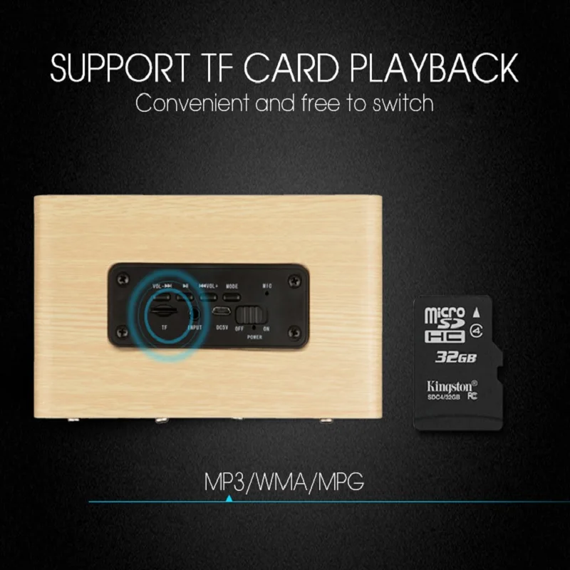 Деревянная Беспроводная bluetooth колонка CrazyCube портативная Hi Fi ударная басовая